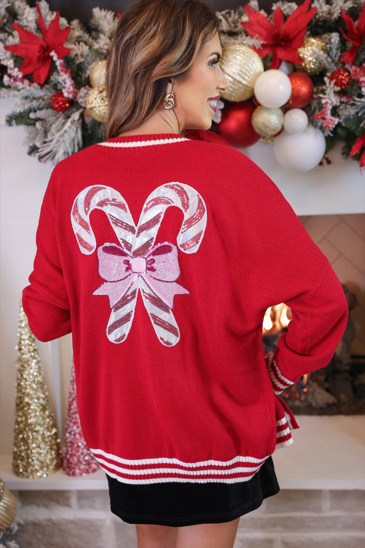 PREORDER- Candy Cane Relaxed Cardigan