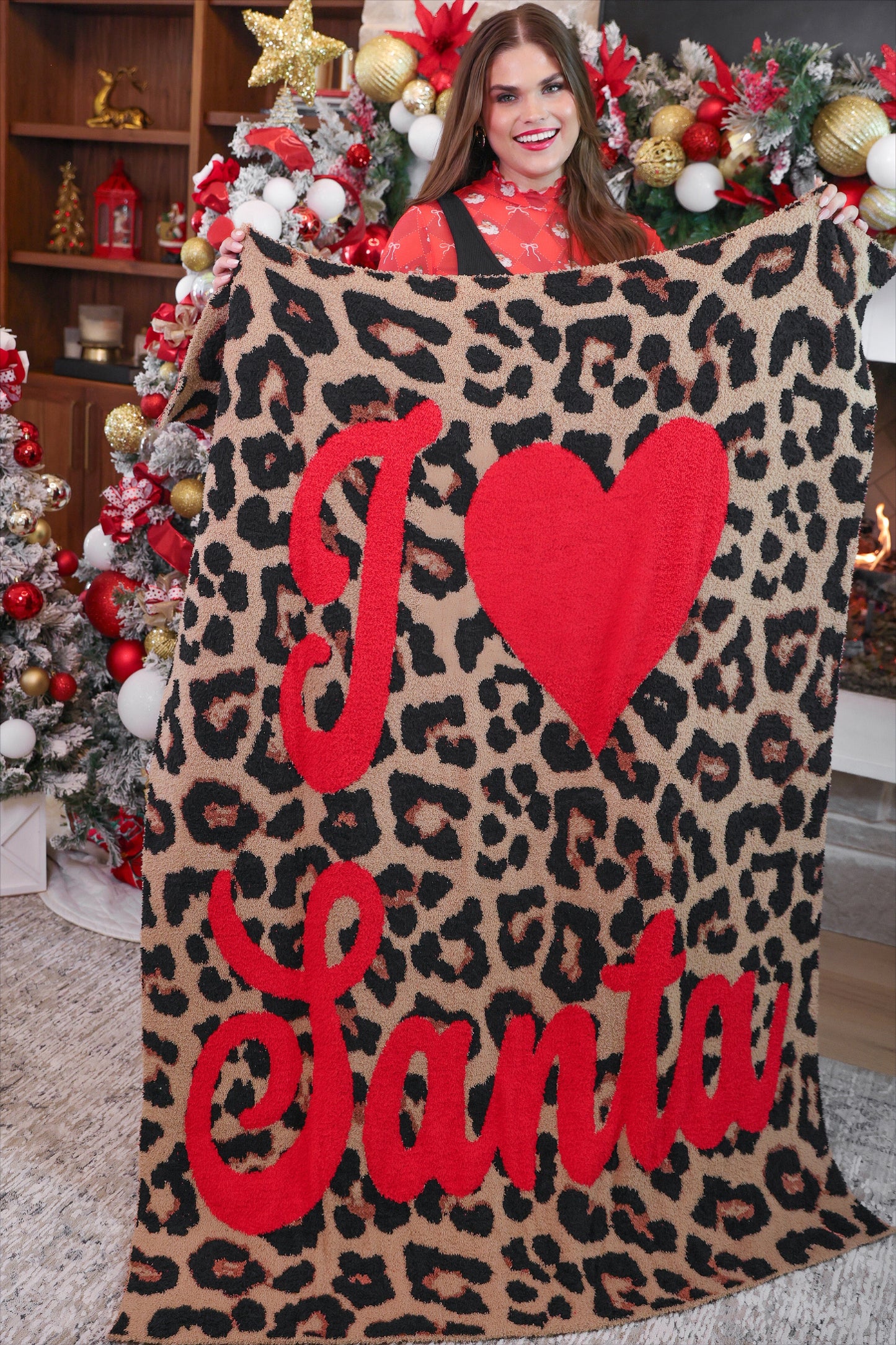 PREORDER- I Love Santa Leopard Blanket