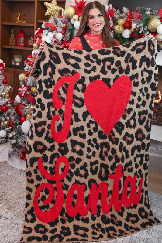 PREORDER- I Love Santa Leopard Blanket