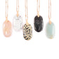 Fastened Natural Oval Stone Pendant Necklace