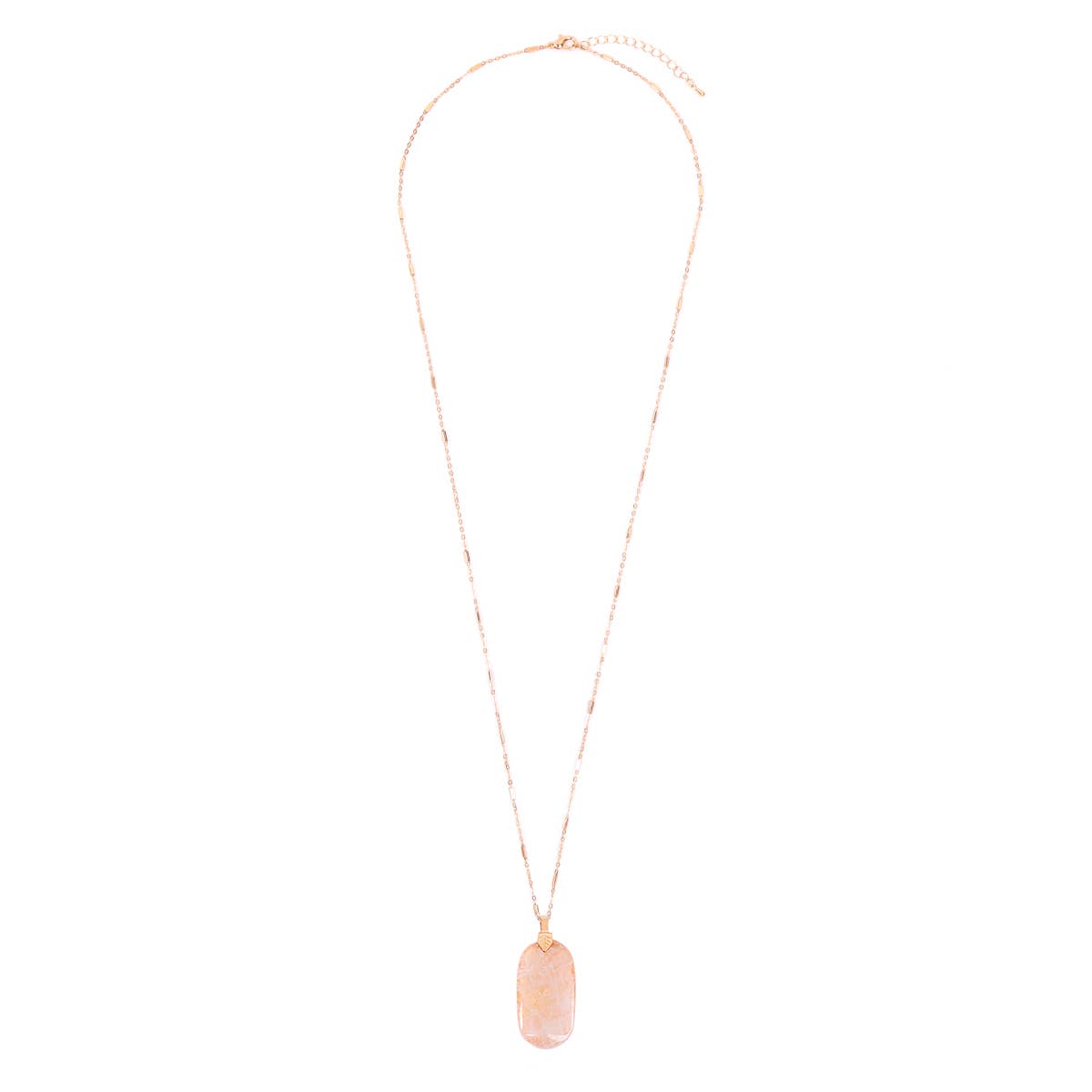 Fastened Natural Oval Stone Pendant Necklace