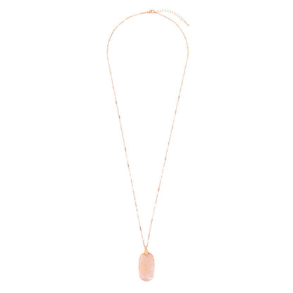Fastened Natural Oval Stone Pendant Necklace