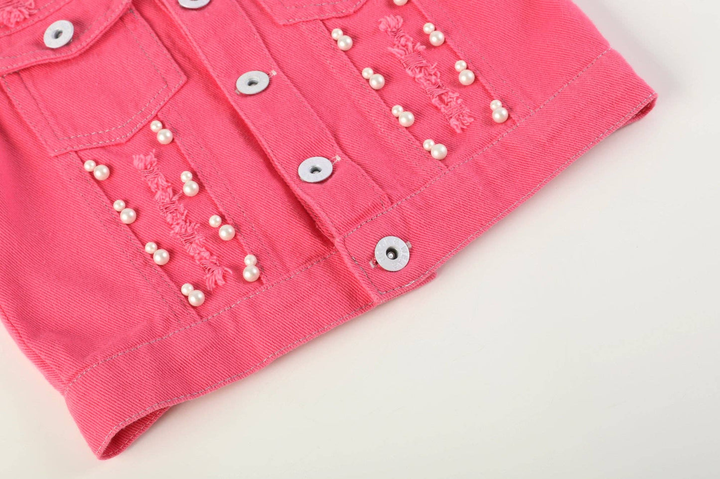 Ruffles - Pink Butterfly Sequin Denim Jacket